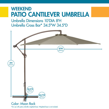 Classic Accessories Weekend 10 Ft Patio Cantilever Umbrella, Moon Rock UMRUMB12096